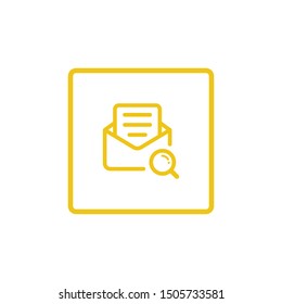mail searcher icon. mail files with the magnifier icon design. line art style yellow color vector illustration eps 10