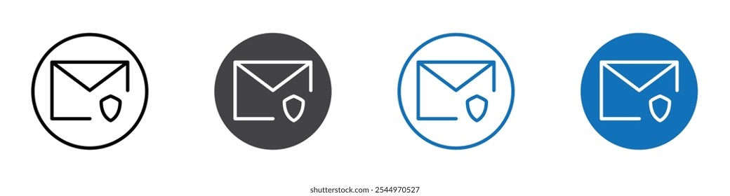 Mail security icon Logo sign in thin line outline