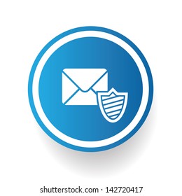 Mail security symbol on blue button