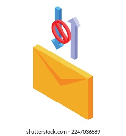 Icono de error de envío de correo vector isométrico. Internet perdido. Error web