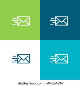 Mail Send green and blue material color minimal icon or logo design