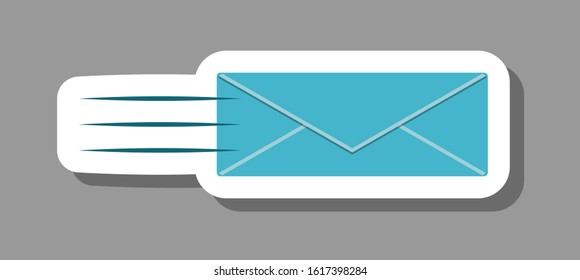 Mail send icon that symbolizes correspondence and message. All the objects, shadows and background are in different layers. 