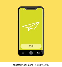 Mail Send Line Icon on Mobile Screen.