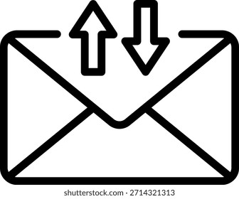 Ícone de Envio e Recebimento de Email no Estilo de Estrutura de Tópicos