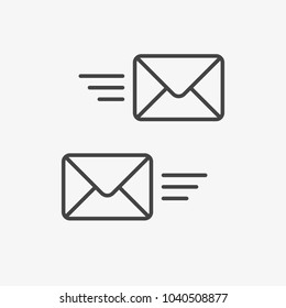 Mail send vector icon. Email envelope button. Contact address, inbox. Communication newsletter message black sign isolated. Flat outline thin line. Web website mobile app adapted UI