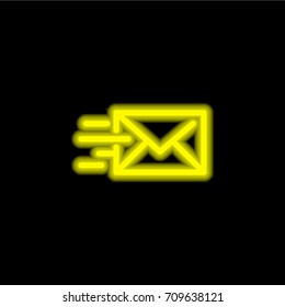 Mail Send yellow glowing neon ui ux icon. Glowing sign logo vector