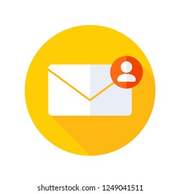 Mail sender icon. Email icon with long shadow. Vector Flat Illustration