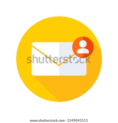Mail sender icon. Email icon with long shadow. Vector Flat Illustration