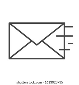 Mail sending icon line style. Message symbol, email correspondence, button sign. Letter in the envelope, spam and newsletter. Isolated vector website symbol.