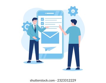 Concepto enviado por correo, ilustración plana de tendencia