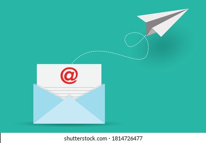 Mail Sent And  Email Marketing Concept, Vector Design