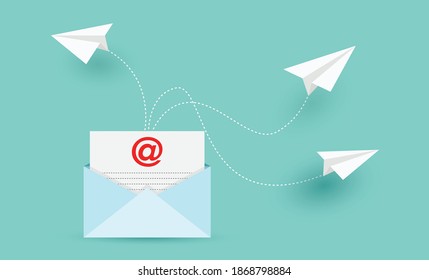 Mail Sent And  Email Marketing Concept, Vector Design