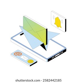 Mail Sent vector Gradient isometric Style illustration. Eps 10 File