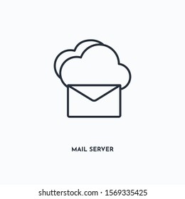 mail server outline icon. Simple linear element illustration. Isolated line mail server icon on white background. Thin stroke sign can be used for web, mobile and UI.