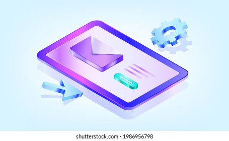 Mail service concept. 3D Gradient Isometric Illustrations. Suitable for ui, ux, web, mobile, banner and infographic.