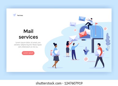 Mail service and correspondence delivery concept illustration, perfect for web design, banner, mobile app, landing page, vector flat design