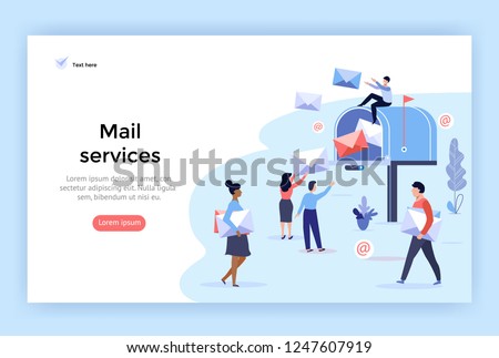 Mail service and correspondence delivery concept illustration, perfect for web design, banner, mobile app, landing page, vector flat design