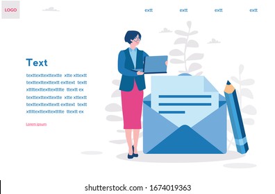 Mail service, e-mail message, mail notification sending, a new incoming sms, envelope, Social network, chat, spam. Vector illustration for web banner, infographics, mobile website. For landing page 