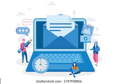 Mail service, e-mail message, mail notification sending, a new incoming sms, envelope, Social network, chat, spam. Vector illustration for web banner, infographics, mobile website. For landing page 