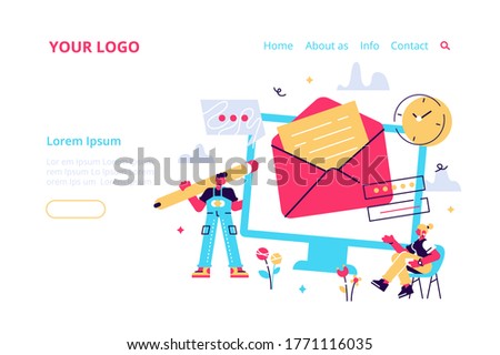 Mail service, e-mail message, mail notification sending, a new incoming sms, envelope, Social network, chat, spam. Vector illustration for web banner, infographics, mobile website. For landing page