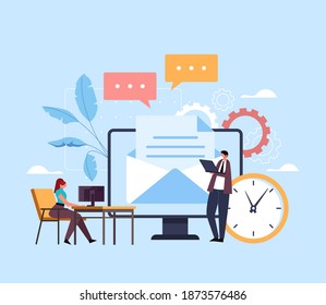 Mail service network website concept. Vector flat cartoon graphic design illustration