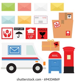 Mail Service / Snail Mail And Packages In White Background