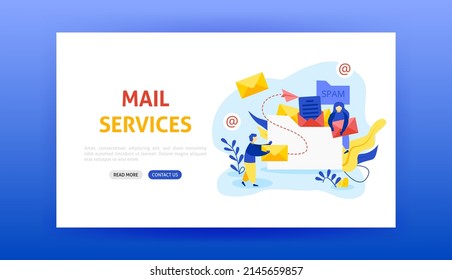 Mail Services Landing Page. Vector Illustration of Email Promotion.