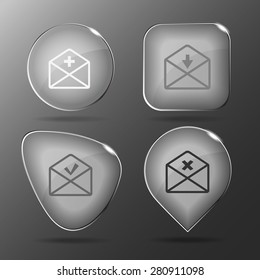 Mail set. Glass buttons. Vector illustration. 