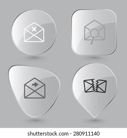 Mail set. Glass buttons. Vector illustration.
