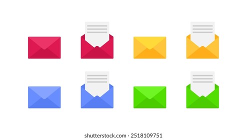 Mail set icons. Flat style. Vector icons.