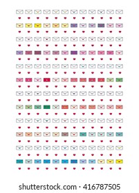 Mail Set Minimalistic,Flat Design.Printable planner ,stickers for planner,journaling,school office,scrapbook.Isolated.Vector set elements.