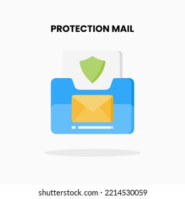 Mail Shield flat icon. Vector illustration on white background.