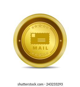 Mail Sign Golden Vector Icon Button