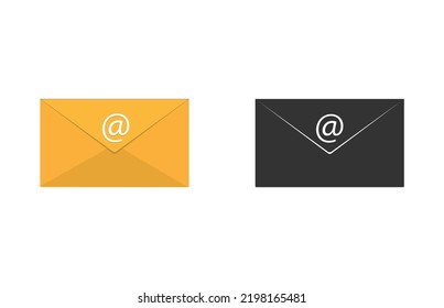 Icono de señalización de correo o icono de sobre en un fondo azul para el diseño de sitios web en estilo plano. Icono de boletín, icono de mensaje. Ilustración vectorial, eps10