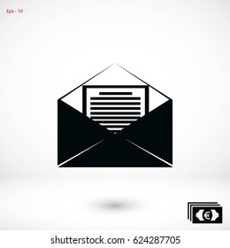 Mail sign icon, flat design best vector icon