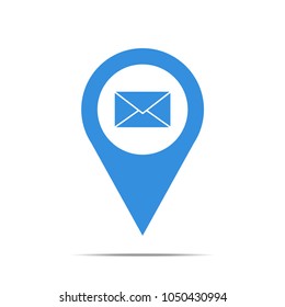 Mail sign icon. Map pointer icon, Message icon for website design, Flat style. Vector illustration, eps10