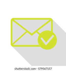 Mail sign illustration with allow mark. Pear icon with flat style shadow path.