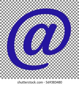 Mail sign illustration. Blue icon on transparent background.