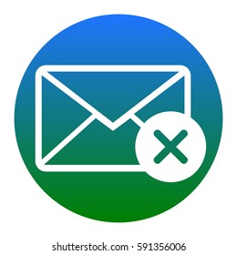 Mail sign illustration with cacel mark. Vector. White icon in bluish circle on white background. Isolated.