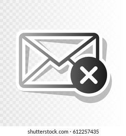 Mail sign illustration with cacel mark. Vector. New year blackish icon on transparent background with transition.