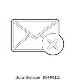 Mail sign illustration with cancel mark. Vector. Flat style black icon on white.
