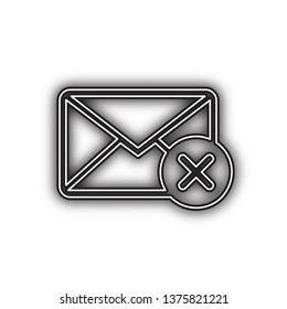 Mail sign illustration with cancel mark. Vector. Double contour black icon with soft shadow at white background. Isolated.
