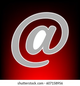 Mail sign illustration. Postage stamp or old photo style on red-black gradient background.