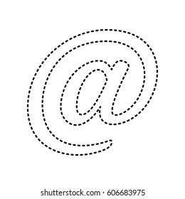 Mail sign illustration. Vector. Black dashed icon on white background. Isolated.