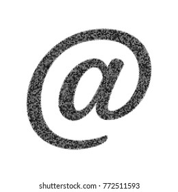 Mail sign illustration. Vector. Black icon from many ovelapping circles with random opacity on white background. Noisy. Isolated.