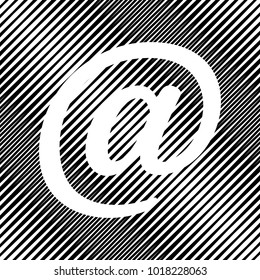 Mail sign illustration. Vector. Icon. Hole in moire background.