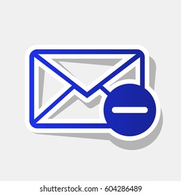 Mail sign illustration. Vector. New year bluish icon with outside stroke and gray shadow on light gray background.