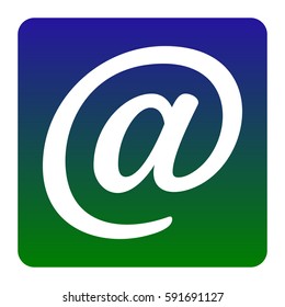 Mail sign illustration. Vector. White icon at green-blue gradient square with rounded corners on white background. Isolated.