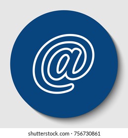 Mail sign illustration. Vector. White contour icon in dark cerulean circle at white background. Isolated.