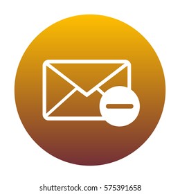 Mail sign illustration. White icon in circle with golden gradient as background. Isolated.